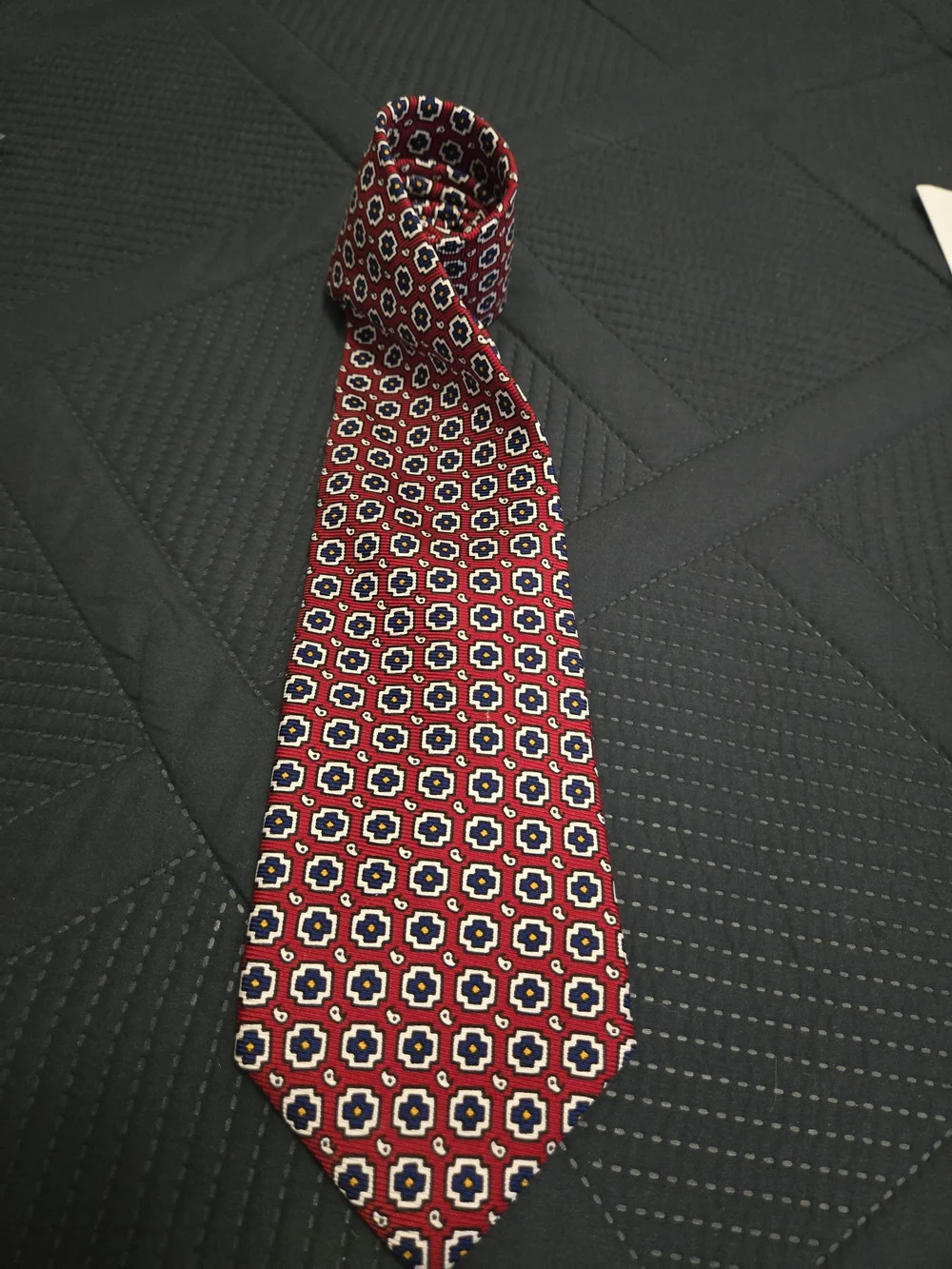 Polo By Ralph Lauren Men's Red Geometric Silk Tie #583